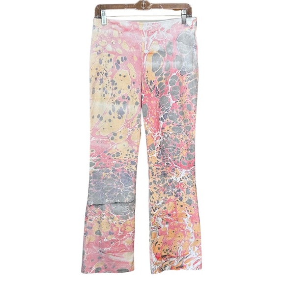 Lefty Multicolor Custom Dyed Marbled High Rise Kick Flare Pants - Picture 1 of 8